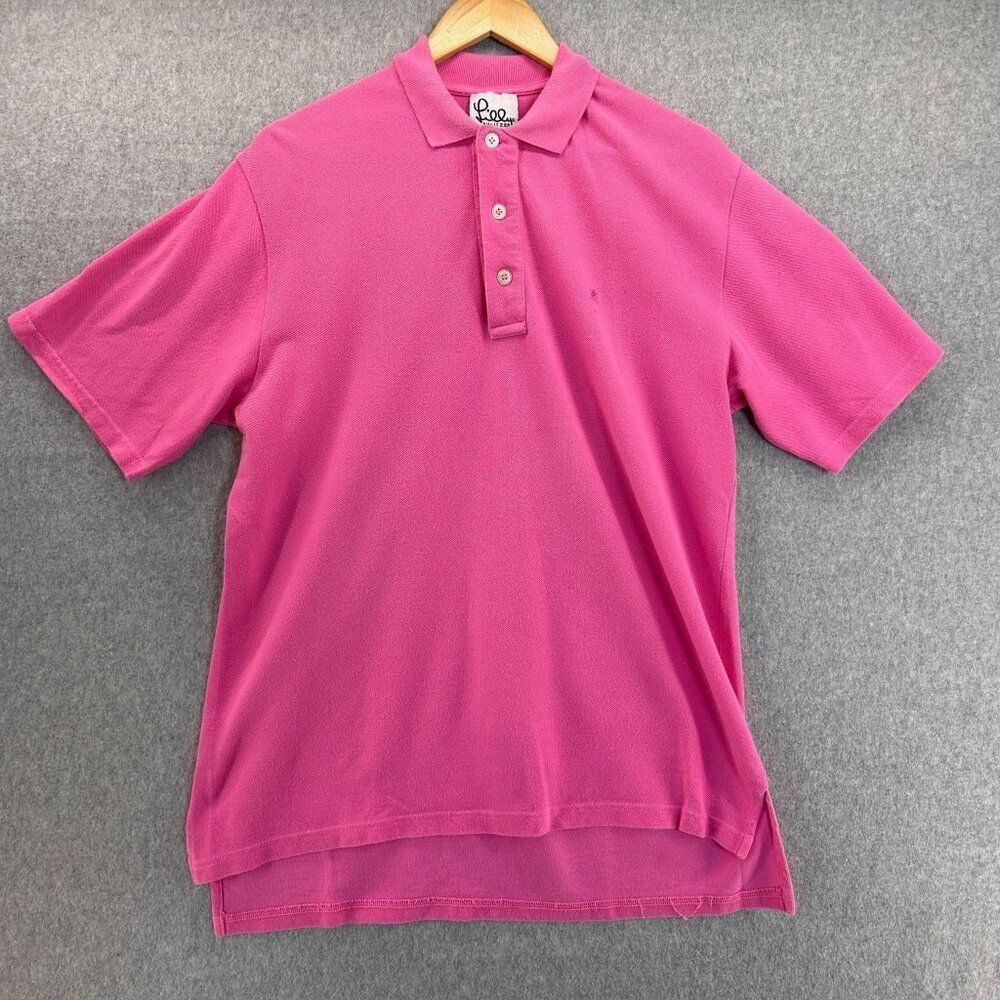 Men's‎ Lilly Pulitzer Size Medium Polo Shirt Hot Pink Palm Prep 90s White Tag
